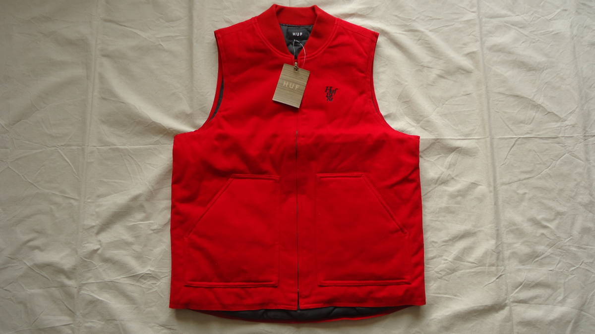 Huf Kilo Whiskey Vest 赤 M 半額以下 70%off ハフ キャンバスダック 中綿 キルティング ベスト SB スケートボード キース・ハフナゲル _画像1