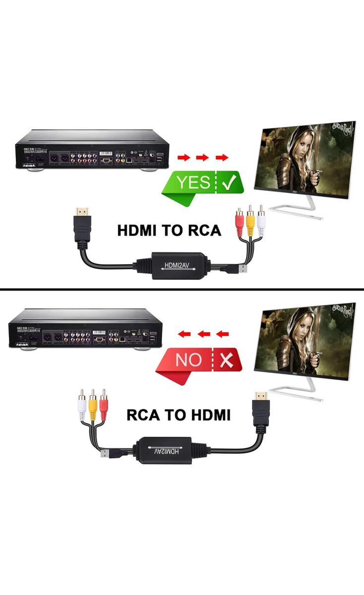 【未使用品】HDMI to RCA変換ケーブル HDMI to AVコンバータデジタル 3RCA/AV 変換ケーブル HDMI RCA コンポジットケーブル_画像5