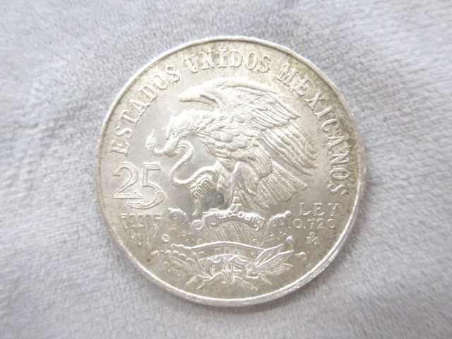 ◇ メキシコ 25ペソ 銀貨 1968年 メキシコオリンピック 記念 コイン 硬貨 長期保管品_画像2