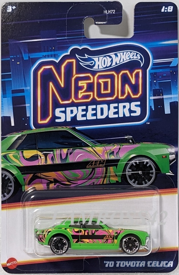 Neon Speeders #1/8 ホットウィール '70 Toyota Celica 70 トヨタ セリカ Hot Wheels ネオン スピーダーズ 2 NEW 日本未発売_画像1