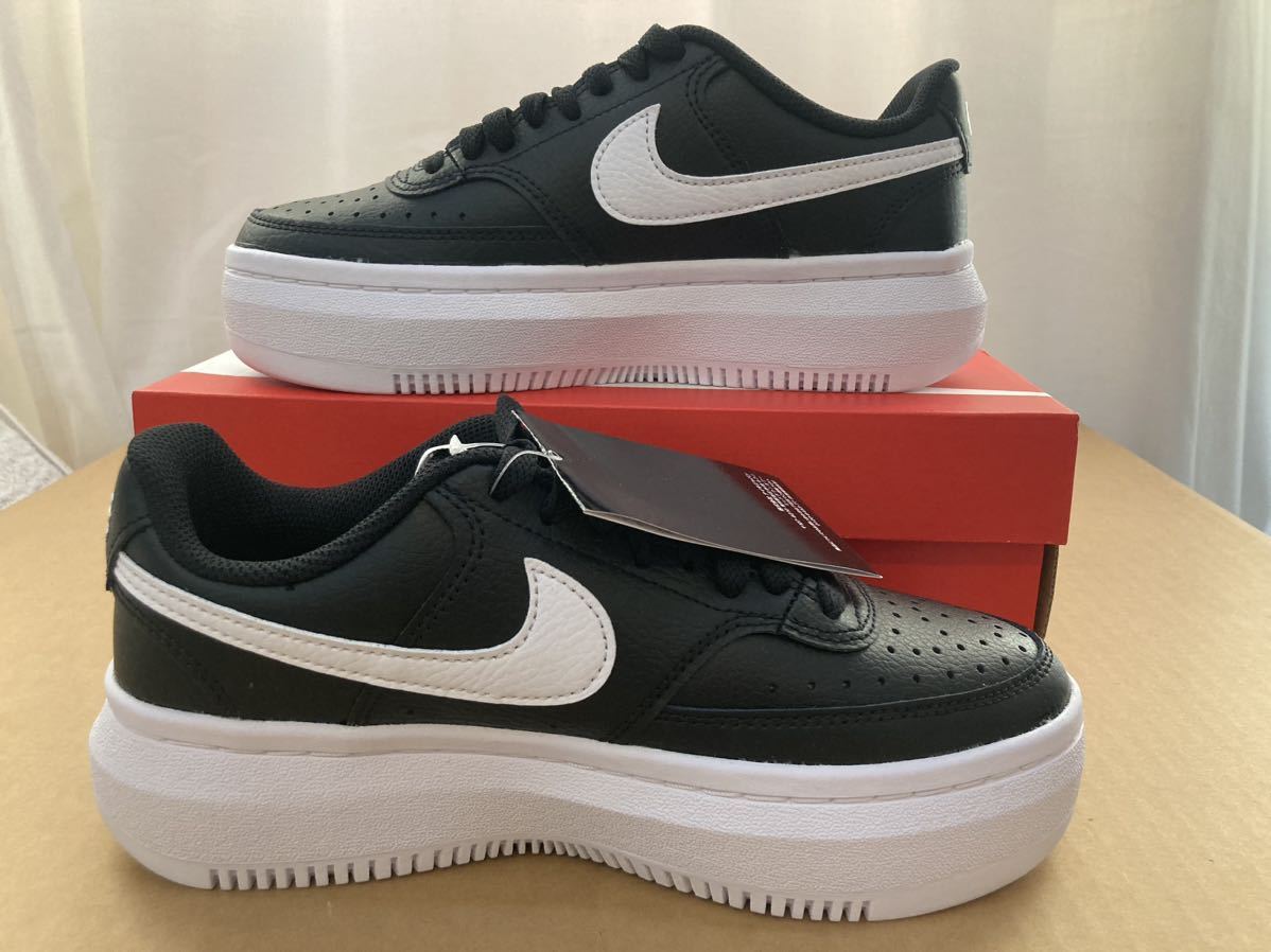 新品24cmナイキNIKEレディーススニーカーコートビジョンアルタLTR COURTVISIONブラックエアフォース1AF1好きに厚底スニーカー_画像6