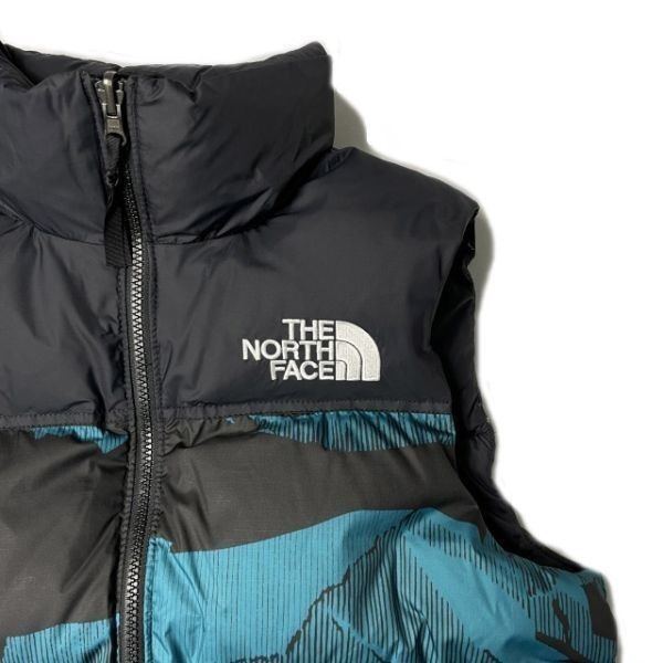 1円～!売切!【正規新品】THE NORTH FACE PRINTED 1996 RETRO NUPTSE VEST ダウンベスト ヌプシ US限定 ロゴ刺繍(XL)青 総柄 ① 190122-115_画像4