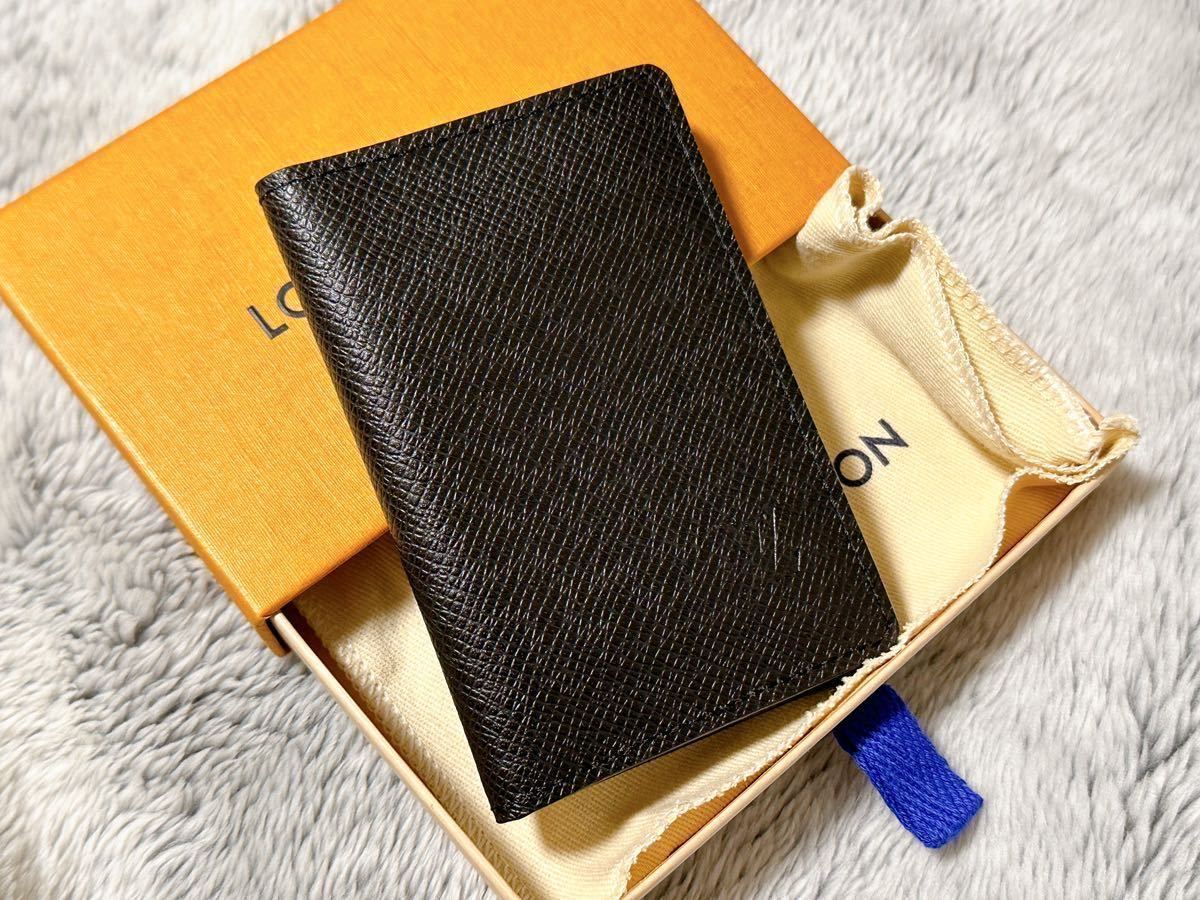 未使用品！ 新型 ルイヴィトン オーガナイザードゥポッシュ 名刺入れ カードケース 二つ折り財布 メンズ タイガ コンパクト財布 黒 M30537