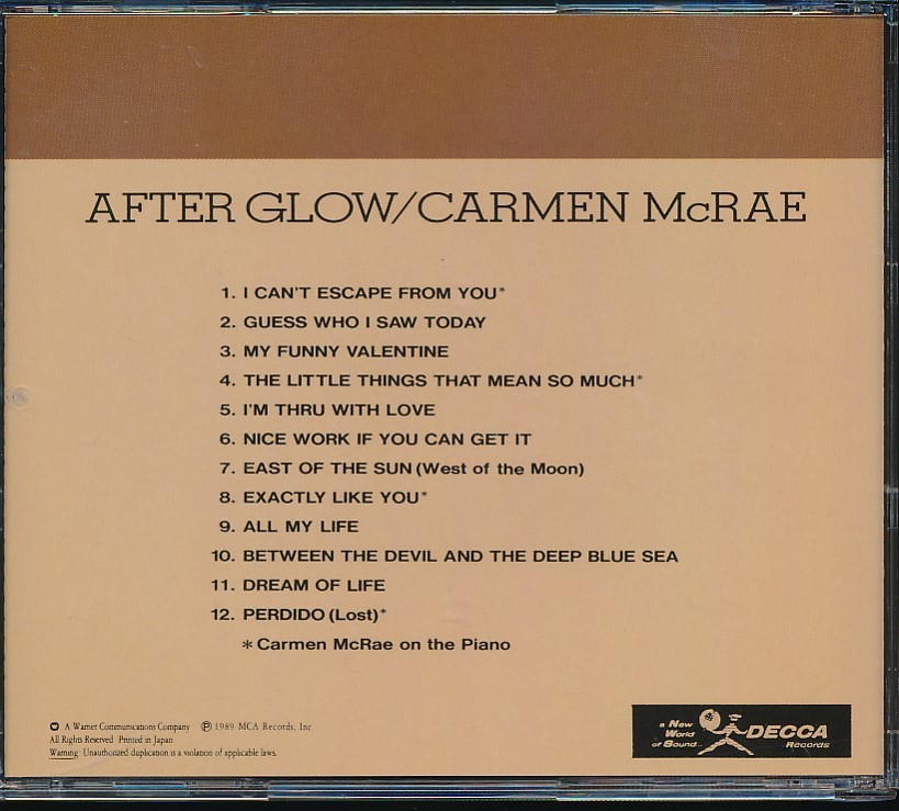 PD-92　CARMEN　McREA　/　AFTER GLOW　_画像2