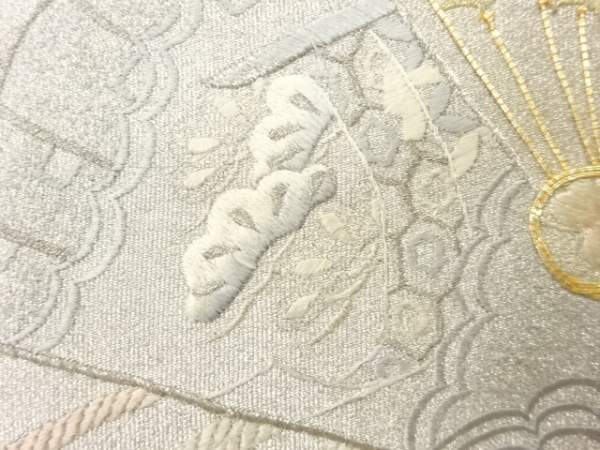 ys6864615; 宗sou 綴れ檜扇に几帳・松模様刺繍袋帯（材料）【アンティーク】【着】_画像4