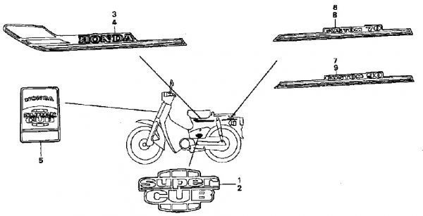 C90 CM 純正 フロント トップカバー 緑 C50 カスタム C70 ホンダ HA02 スーパーカブ 角目 セル付き G142M : グリーン　新品 .gb4.e_HA02　F-31-1　エンブレム