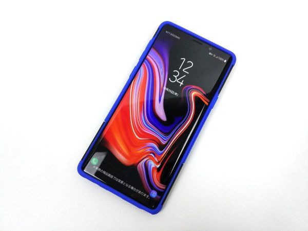 Galaxy Note 9 SC-01L SCV40用 ソフトケース 耐衝撃カバー スタンド タイヤ ブルー_画像2