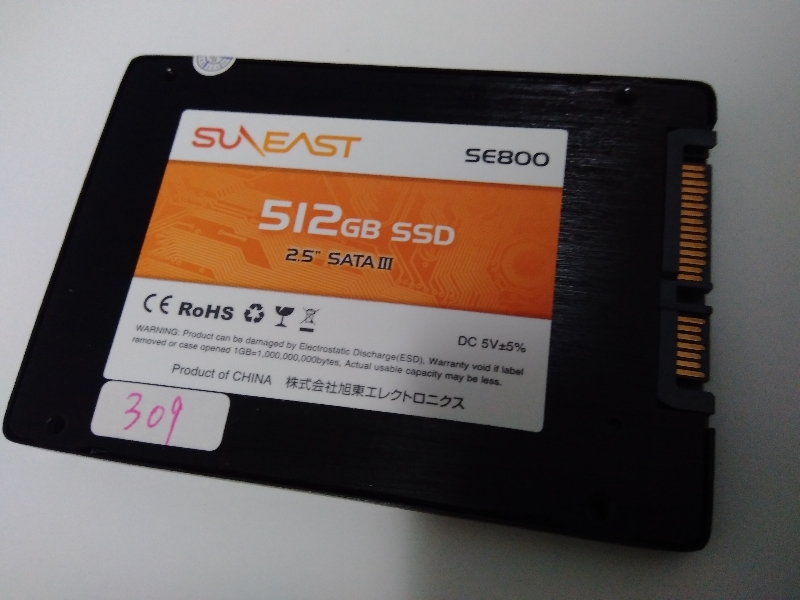 ■ SSD ■ 512GB （309時間）　正常判定　SunEast旭東(株) SE800　送料無料_画像2