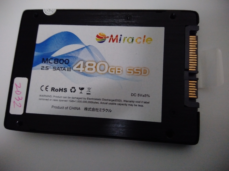 ■ SSD ■ 480GB （2032時間）　MC800　Miracle (関東)　正常判定　送料無料_画像2