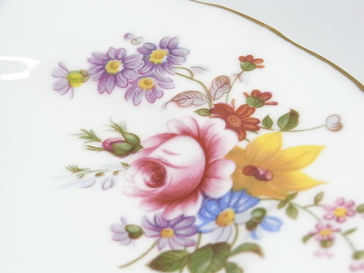 英国製 ROYAL CROWN DERBY ロイヤルクラウンダービー DERBY POSIES ポジー 金彩 人気シリーズ 小皿 2枚組 80年代の画像6