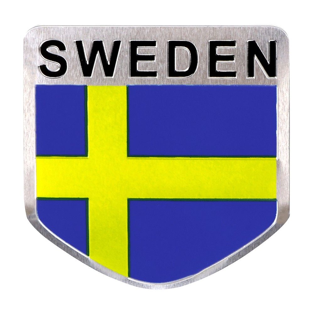 アルミ合金　スウェーデン　スゥエーデン　スエーデン　金属製ステッカー　　国旗