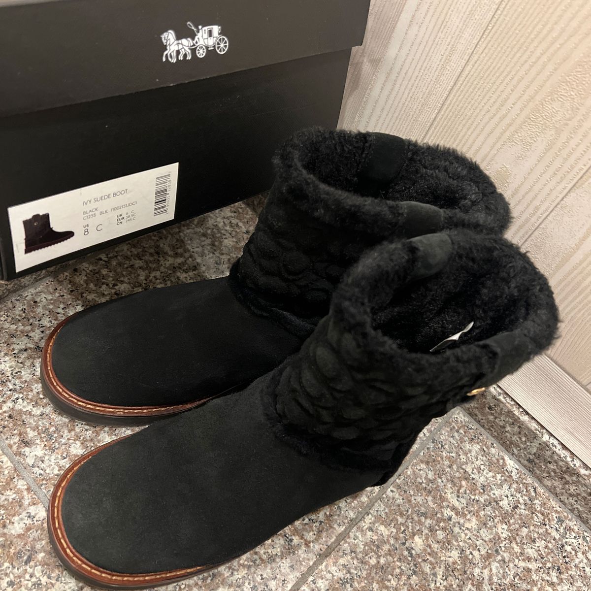 COACH 24 5cm コーチ スエードブーツ 黒 8C ムートンブーツ IVY COACH 24 5cm コーチ スエードブーツ 黒 8C ムートンブーツ IVY