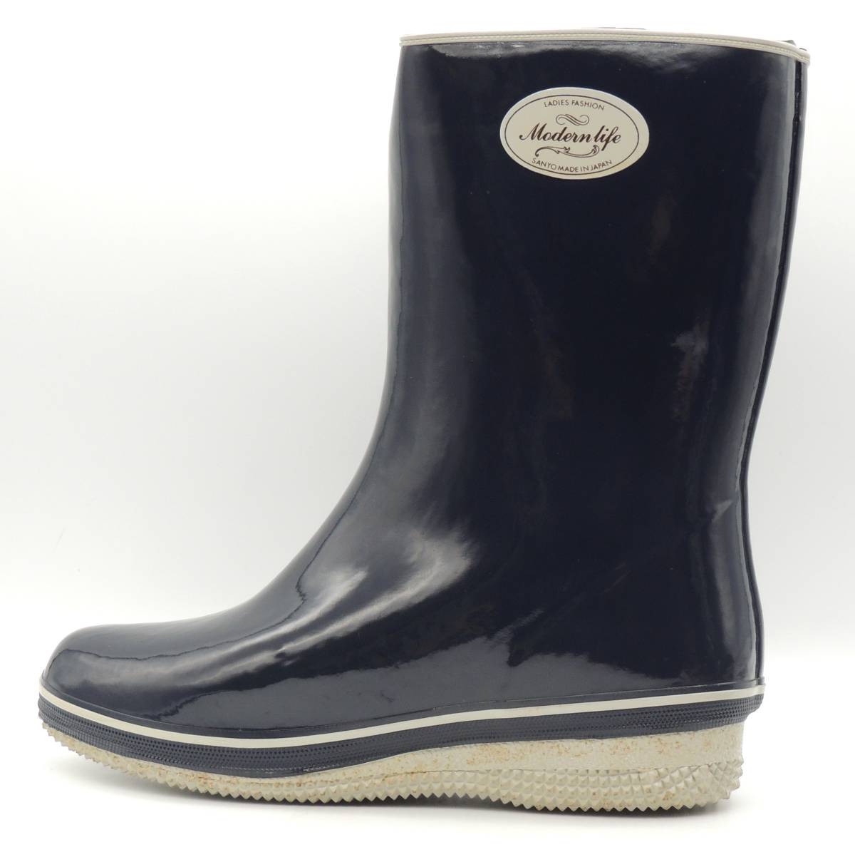  Sanyo rubber protection against cold . slide boa reverse side made in Japan lady's rain boots boots i veil 221 navy 25.0cm