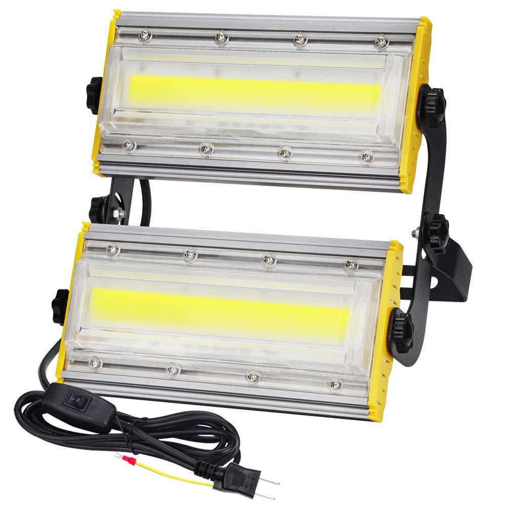 2台 100W・1000W相当 LED 投光器 スイッチ付き 16500LM AC80-150V 昼光色 6000K 広角240度 IP67防水 3Mケーブル コード付き KRO-1001