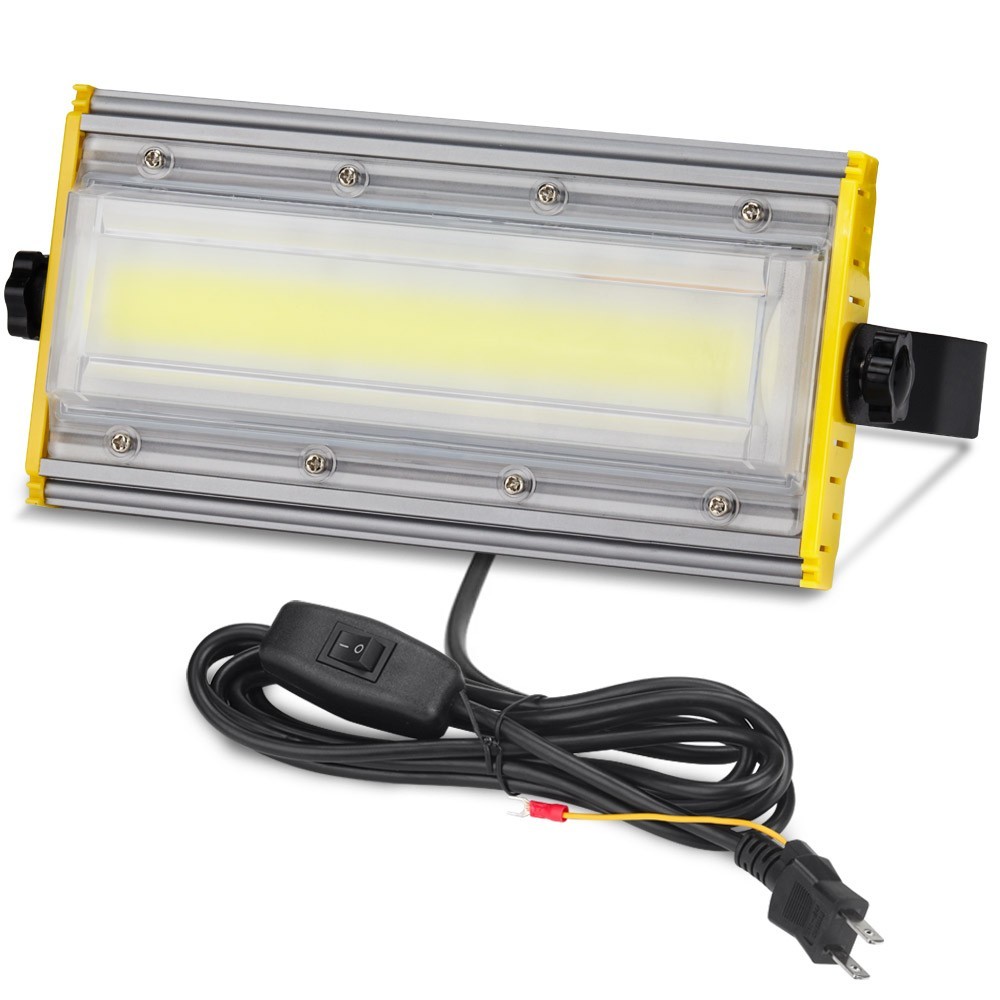 2台 50W・500W相当 LED 投光器 スイッチ付き 8000LM AC85-120V 昼光色 6000K 広角240度 IP67防水 3Mケーブル コード付き ledライト KRO-501_画像1