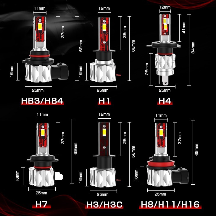 即納 送料無料 車検対応 一体型 LEDヘッドライト H4 H8 H11 H16 HB3 HB4 H1 H7 H3 H3C IP67 LEDランプ ホワイト 6000K ledバルブ LEDA-Pの画像6