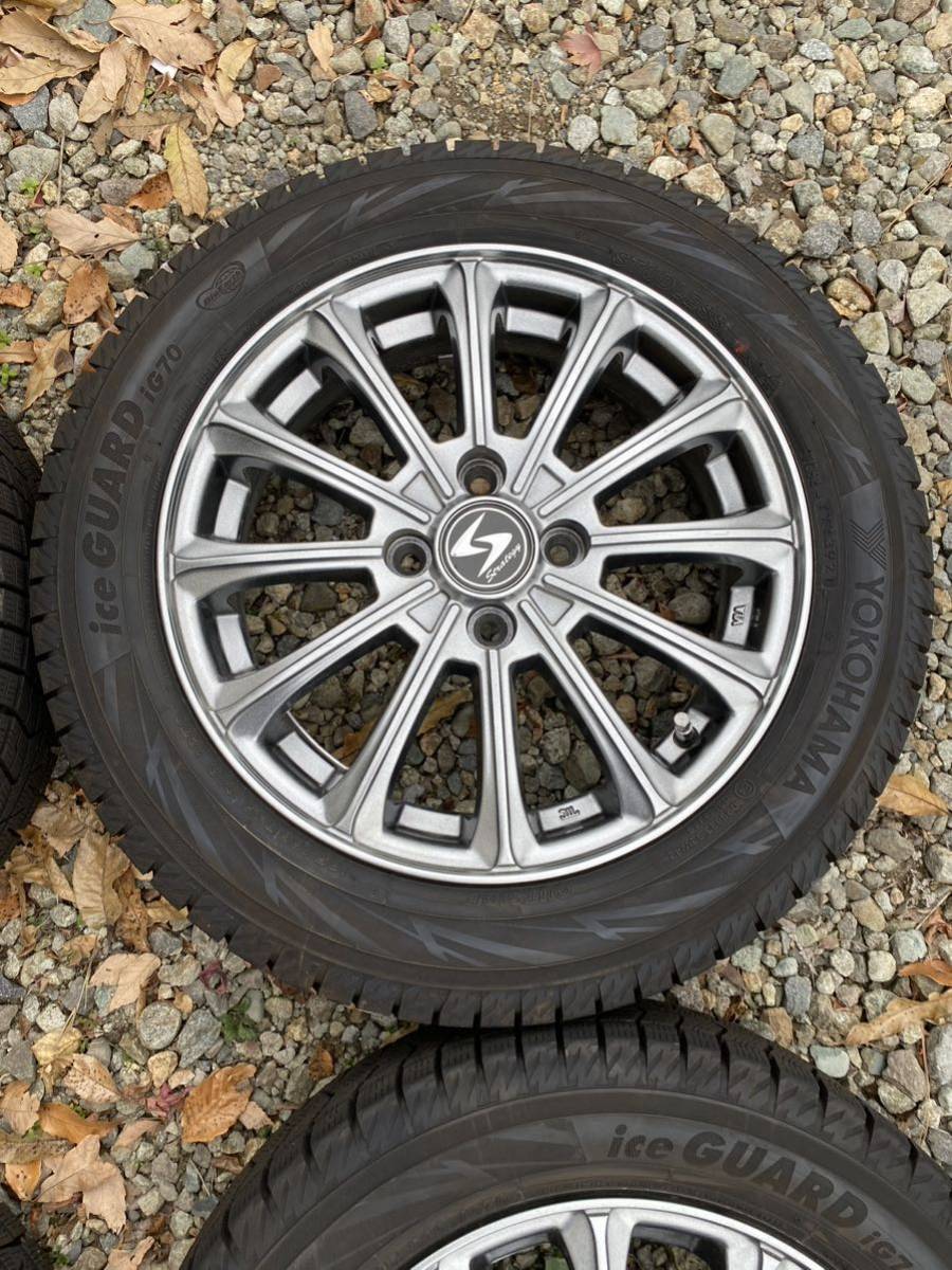 ヨコハマ アイスガードIG70 21年製 165/65R15 アルミホイール４本セット バリ山 9分山 タフト ハスラーなどに_画像6