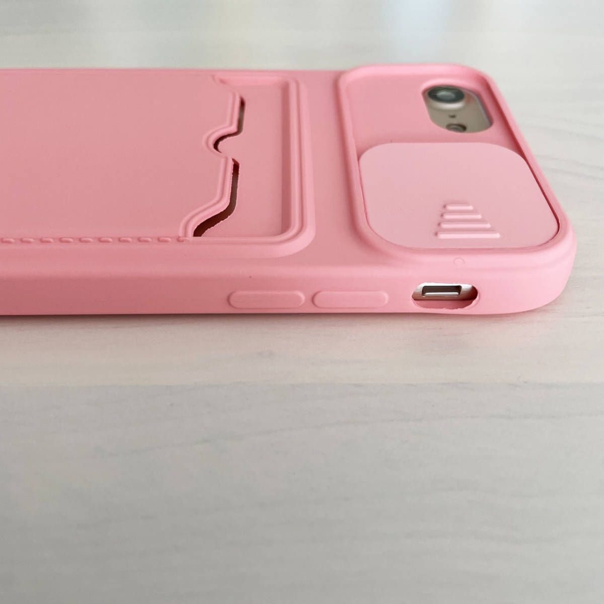 iPhone 6 6s 7 8 SE (第2世代/第3世代) SE2 SE3 ケース シリコン スマホ ショルダー 肩掛け 紐付き 収納 ピンク pink アイフォン