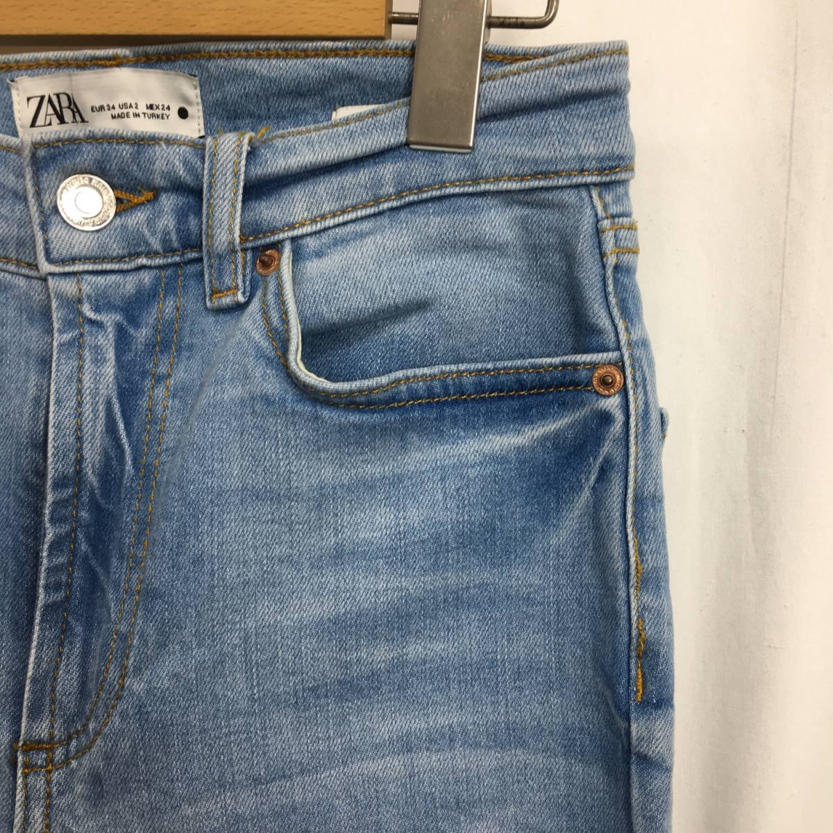 EZ3224●ZARA カットオフ デニム ジーンズ●24●ライトブルー ザラ_画像2