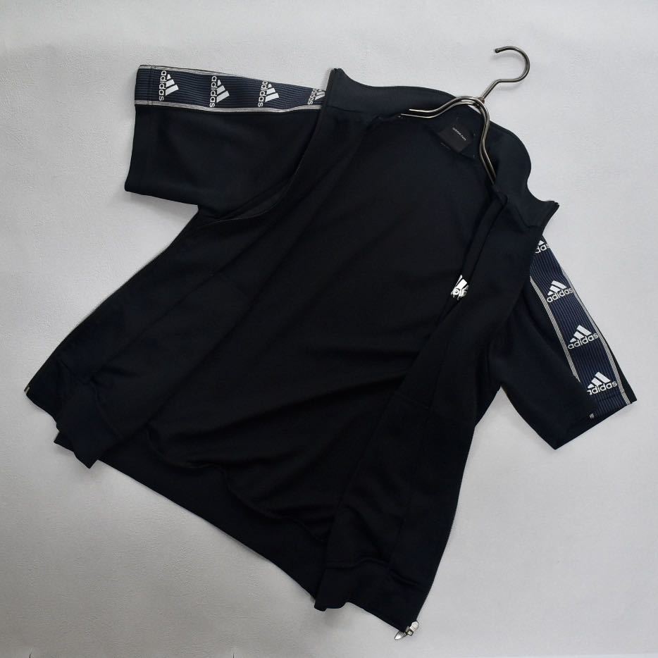 adidas ゲームシャツ 半袖トラックジャケット　ブラック　M size_画像9