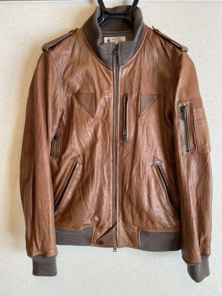 The DUFFER of St.GEORGE ザ ダファー オブ セントジョージ LEATHER JACKET 茶 羊革　送無料レザージャケット フライトジャケット _画像1