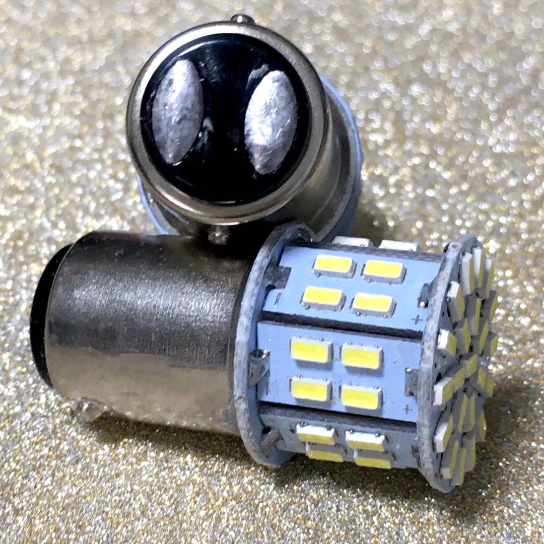 S25 ダブル LED バイク スクーター テールランプ 12V ホワイト 2個セット_画像2