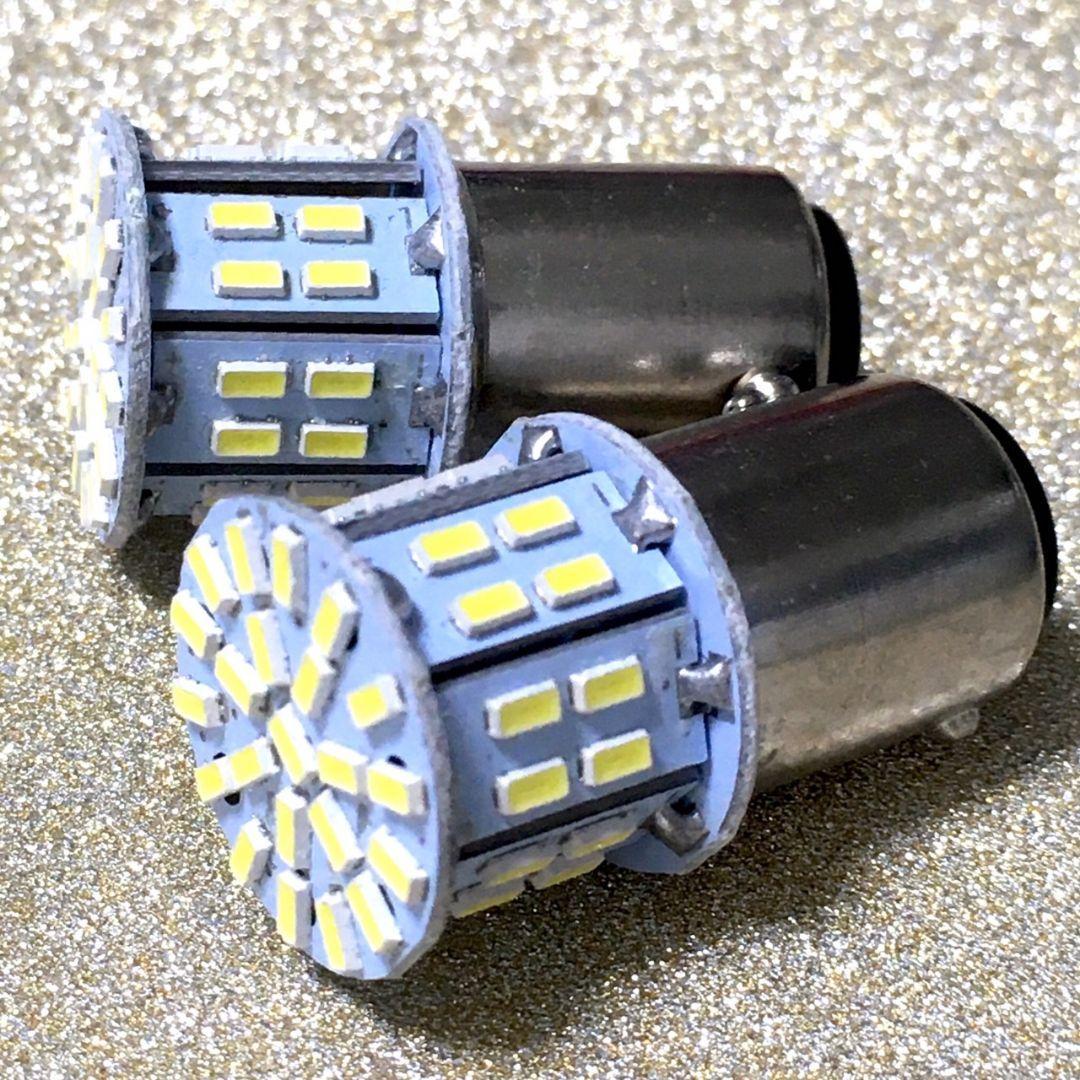 S25 ダブル LED バイク スクーター テールランプ 12V ホワイト 2個セット_画像3