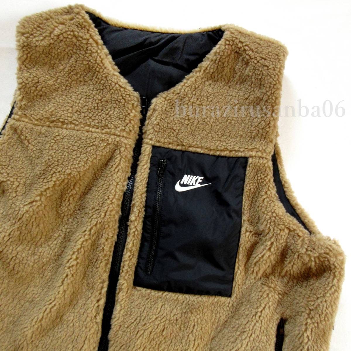 メンズ L◆未使用 定価12,650円 NIKE ナイキ リバーシブル ボアフリース ベスト 高耐久リップストップ素材 ボアベスト ルーズフィット_画像3