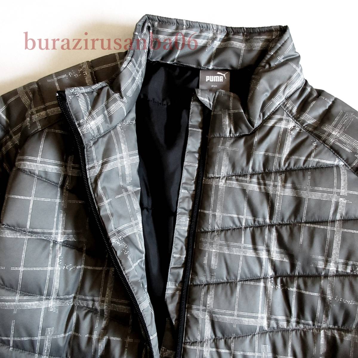  men's XXL* unused regular price 17,600 jpy PUMA GOLF Puma Golf cotton inside graphic check pattern pa dead jacket light weight blouson gray 