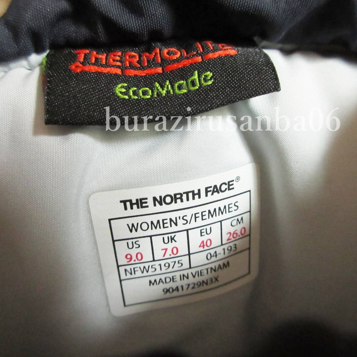 レディース 26cm 未使用 定価17,600円 THE NORTH FACE ノースフェイス ヌプシ ブーティー ウォータープルーフ7 W Nuptse Bootie WP VII _画像9