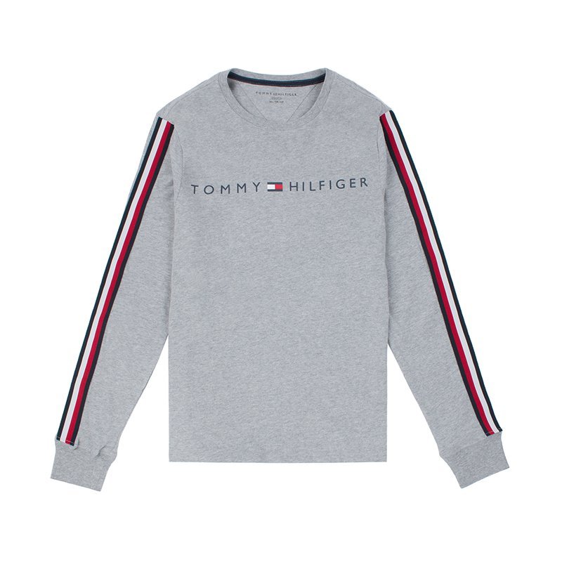 完売必至SALE!! 【XL】 トミーヒルフィガー TOMMY HILFIGER ロゴ テープ 長袖 Tシャツ ロンT グレー 灰色 ロングスリーブ USA正規品_画像2