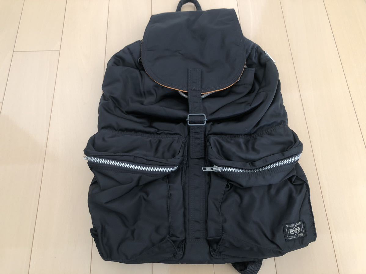 【中古美品】PORTER　ポーター　TANKER　タンカー　リュックサック　バックパック　ナイロン　ブラック　黒_画像1