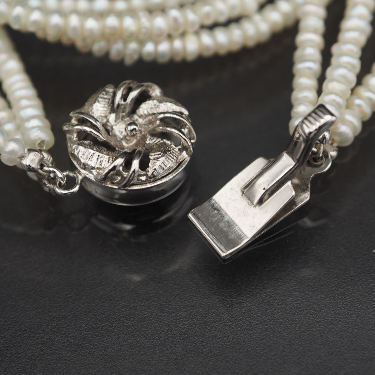 G914 淡水真珠 パール GSILVER刻印 ネックレス 3連 デザイン G914 淡水真珠 パール GSILVER刻印 ネックレス 3連 デザイン