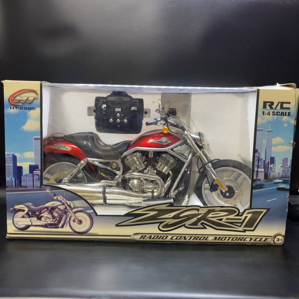 【動作未確認】ZSR-1 HT-2895 RADIO CONTROL MOTORCYCLE ラジコン ハーレーダビッドソン バイク アメリカンタイプ 箱付き 当時物 レトロ_画像1