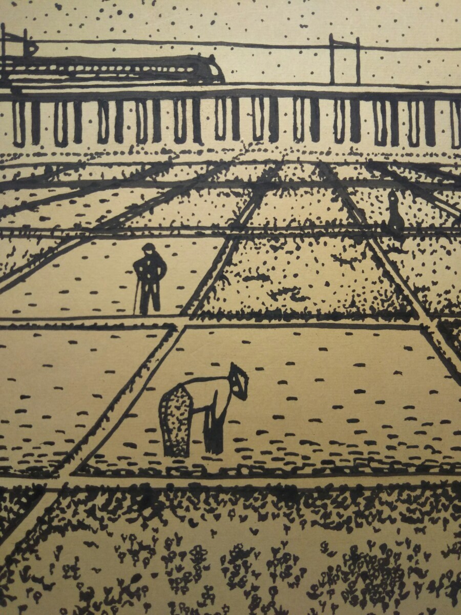 基本売り切ります!再出品/手描き大型ペン画/富士山 新幹線 基本売り切ります!再出品/手描き大型ペン画/富士山 新幹線