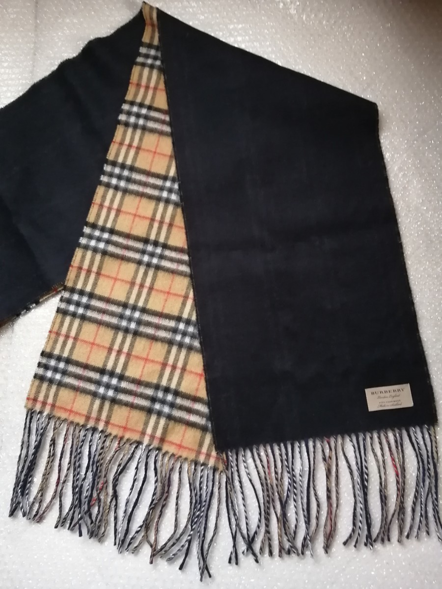 BURBERRY バーバリー マフラー カシミア100％ リバーシブル チェックx