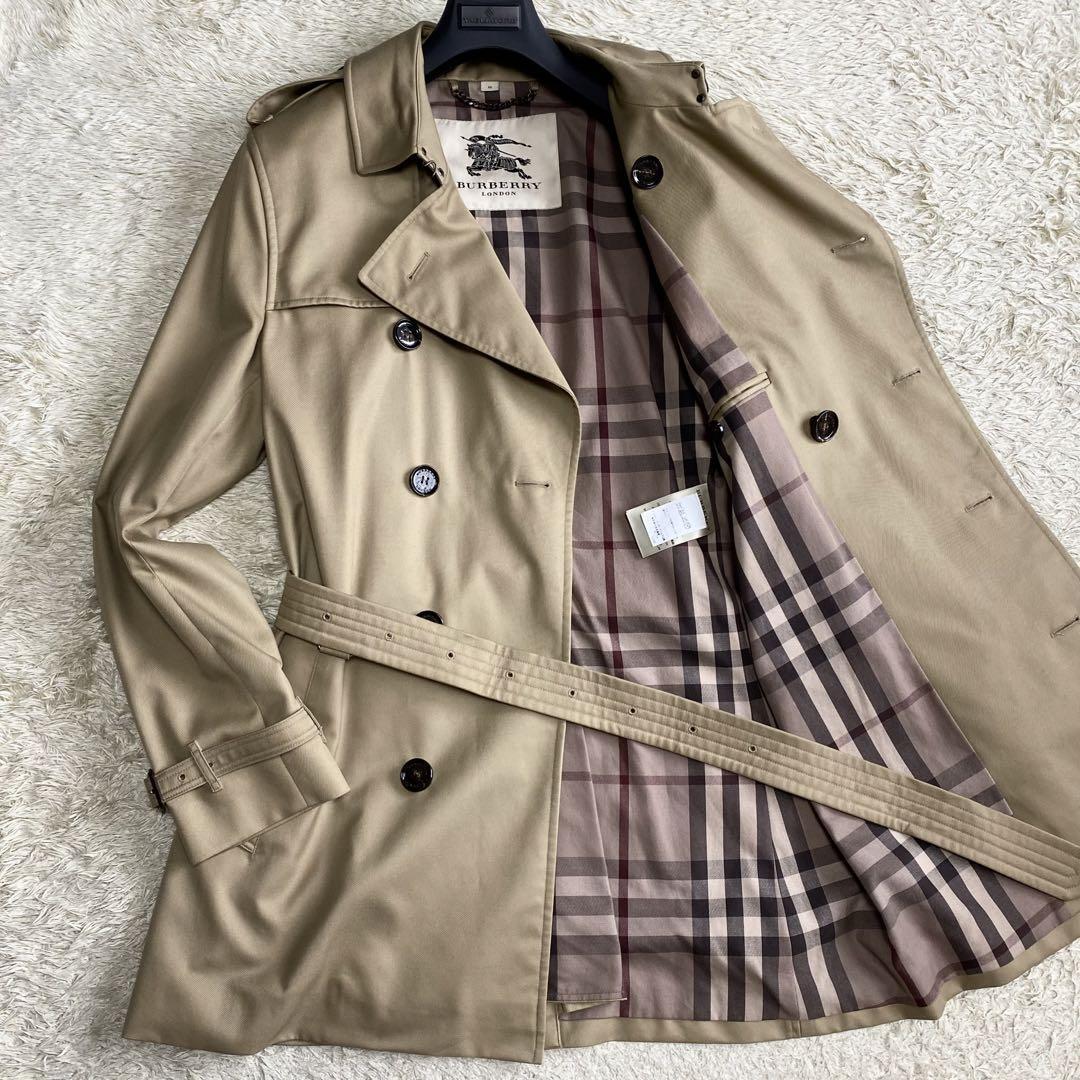 極美品 希少XL バーバリーロンドン BURBERRY LONDON トレンチコート ノバチェック メガ ベルト ロング丈 ベージュ メンズ 50サイズ_画像1