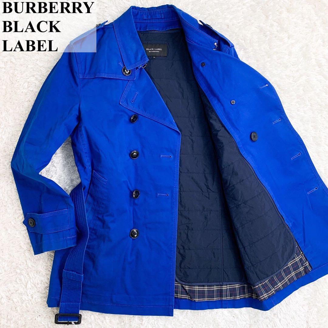 希少色 バーバリーブラックレーベル トレンチコート Mサイズ ライナー着脱可 ロング丈 ベルト ブルー 青 メンズ BURBERRY BLACK LABEL_画像1