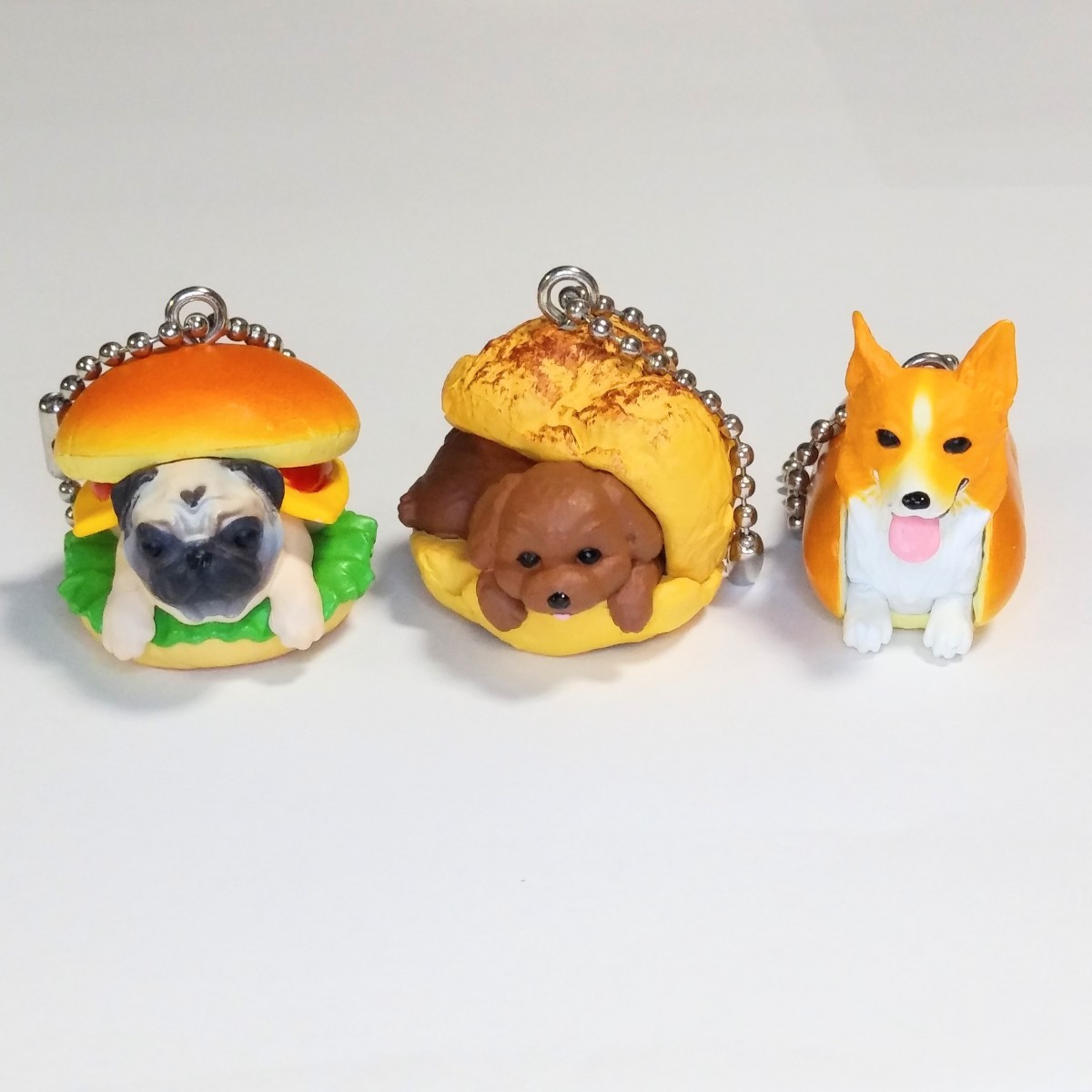 いぬぱん パグ トイプードル コーギー ハンバーガー シュークリーム ホットドッグ 犬 パン いぬぱん4 いぬぱん5 ガチャガチャ ガシャポン_画像1