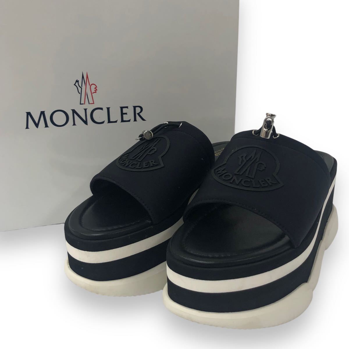 【232187】MONCLER モンクレール サンダル ZAIRA ブラック 黒 厚底 プラットフォーム サイズ38