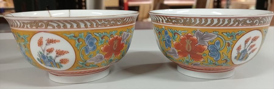 伊万里 茶碗 2個 粉彩 茶道具_画像1