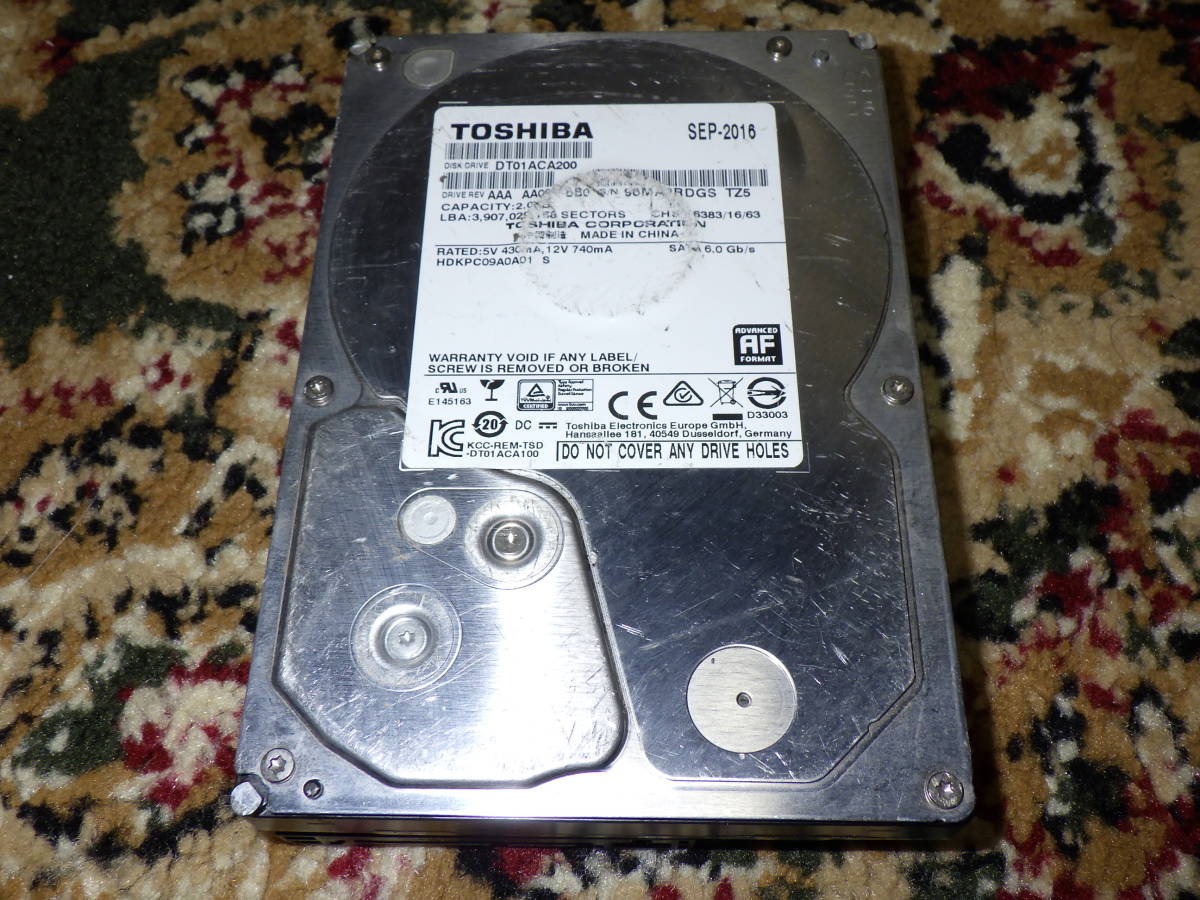 ハードディスク TOSHIBA DT01ACA200 2TB 3.5 SerialATA _画像1