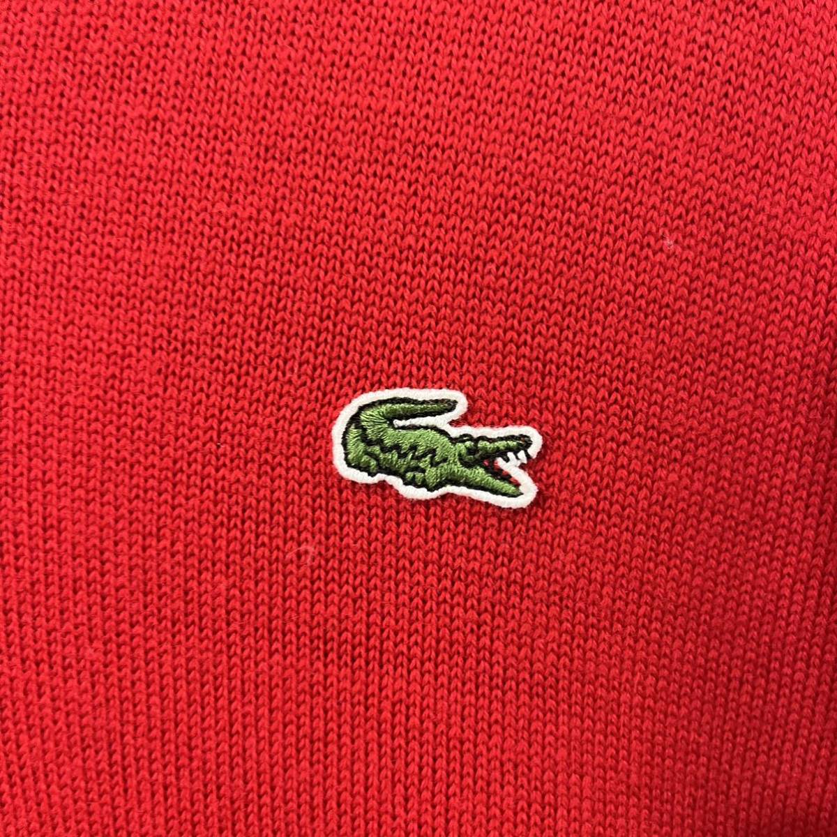 LACOSTE Vネックニット ニットセーター ウールニット 極上 ロゴ ワニ ワンポイント 赤 上質 希少 ラコステ【レターパックプラス郵送可】H_画像7