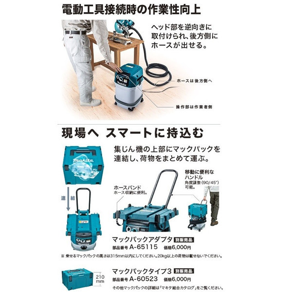 特価 マキタ 集じん機 粉じん専用 電動工具接続専用 VC0830 ホースφ28mm×5m付 連動コンセント付 makita 大型商品_画像4