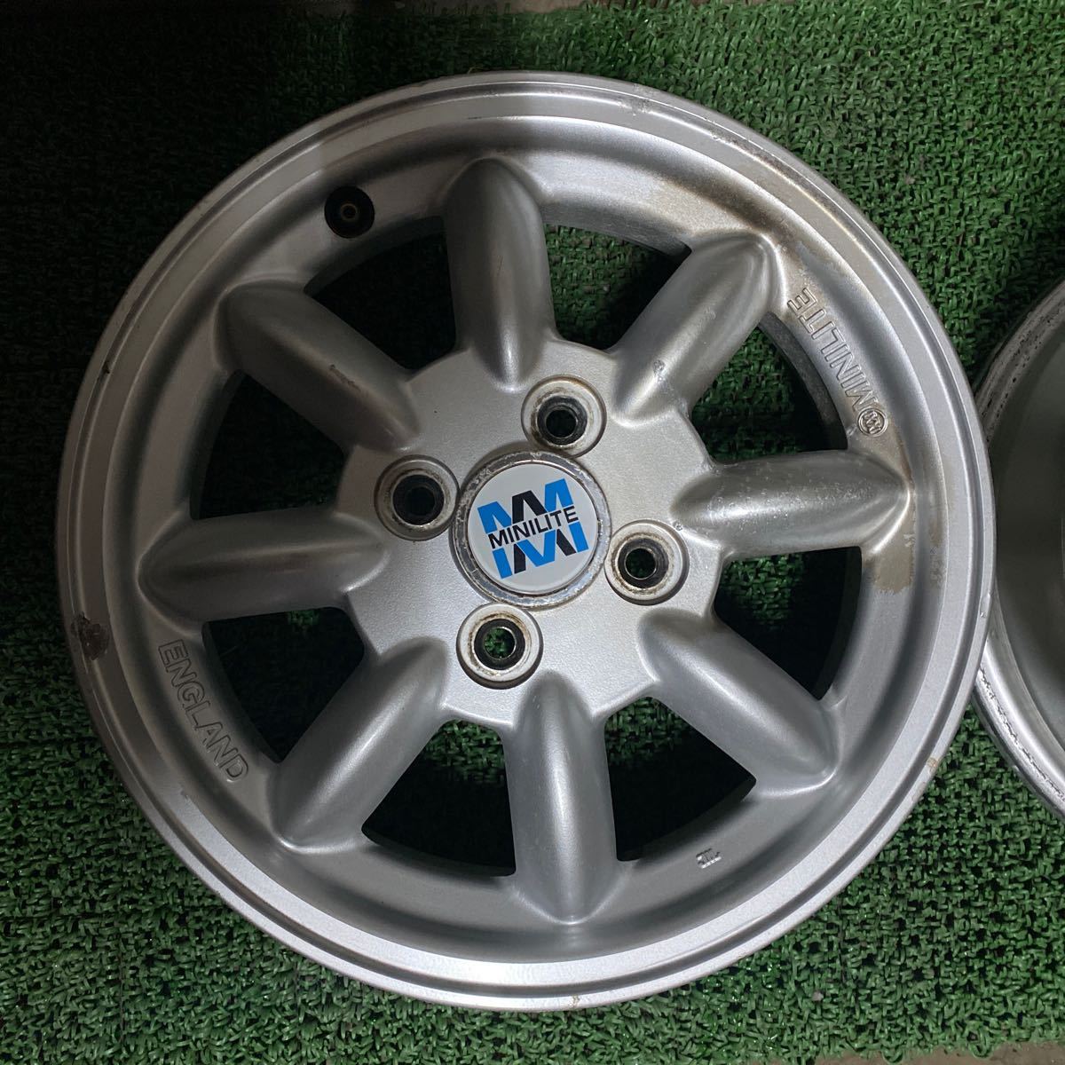 MINILITEホイール 14インチ 14×4.5J OFF;+45 PCD;100-4H ハブ径;約50mm 傷あり、ガリ傷あり、剥がれあり、サビあり、4本 _画像4