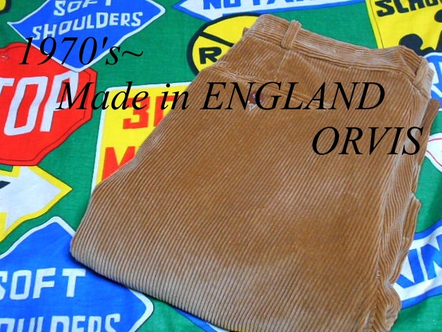 ★コンディション良好な1本★Made in ENGLAND製イギリス製ORVISオービスビンテージ太畝コーディロイパンツ70s70年代茶色ブラウンM位