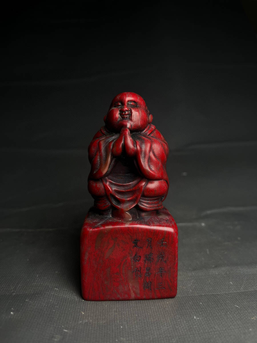 ▽鴻▽ 寿山石 鶏血石 細密彫 仏印章 置物 古賞物 中国古玩 中国 ▽鴻▽ 寿山石 鶏血石 細密彫 仏印章 置物 古賞物 中国古玩 中国