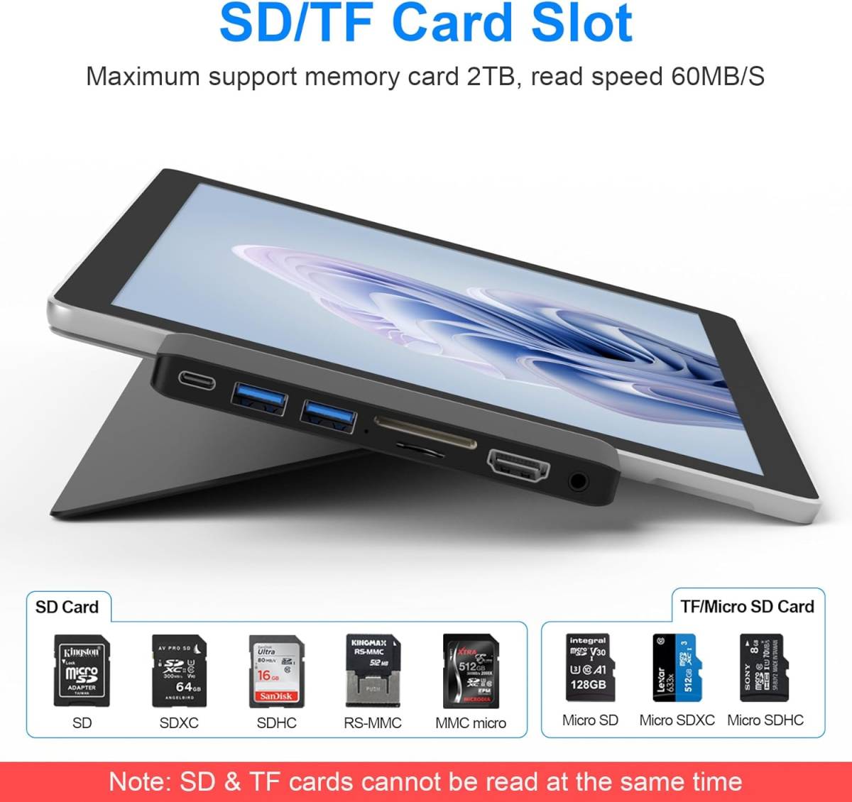 Surface Pro 9/Pro X ハブ 4K HDMI、USB-C Thunerbolt 4 (8K@30Hz ディスプレイ+ 40Gデータ+ 100W充電)　SD TFカードリーダー　サーフェス_画像9