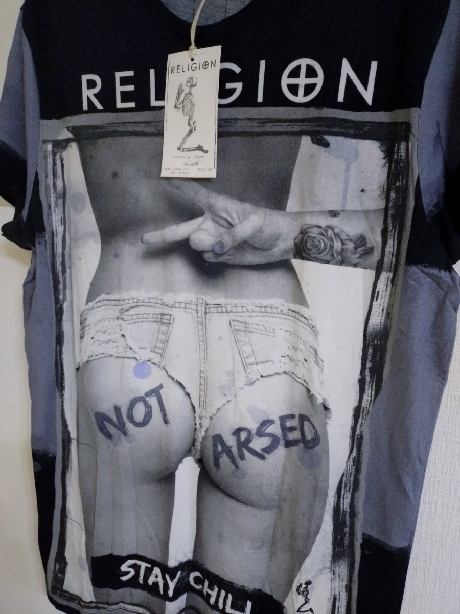 religion レリジョン Tシャツ 半袖 黒 グレー uk(Sサイズ) 日本サイズM