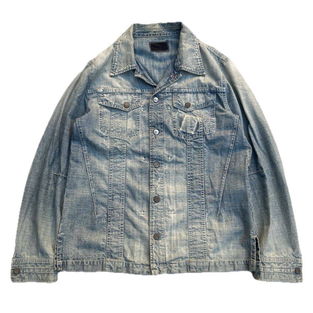 希少 number nine ナンバーナイン denim jacket デニム トラッカー ジャケット archive jeans アーカイブ Boro destressed Size 3 Takahiro_画像1